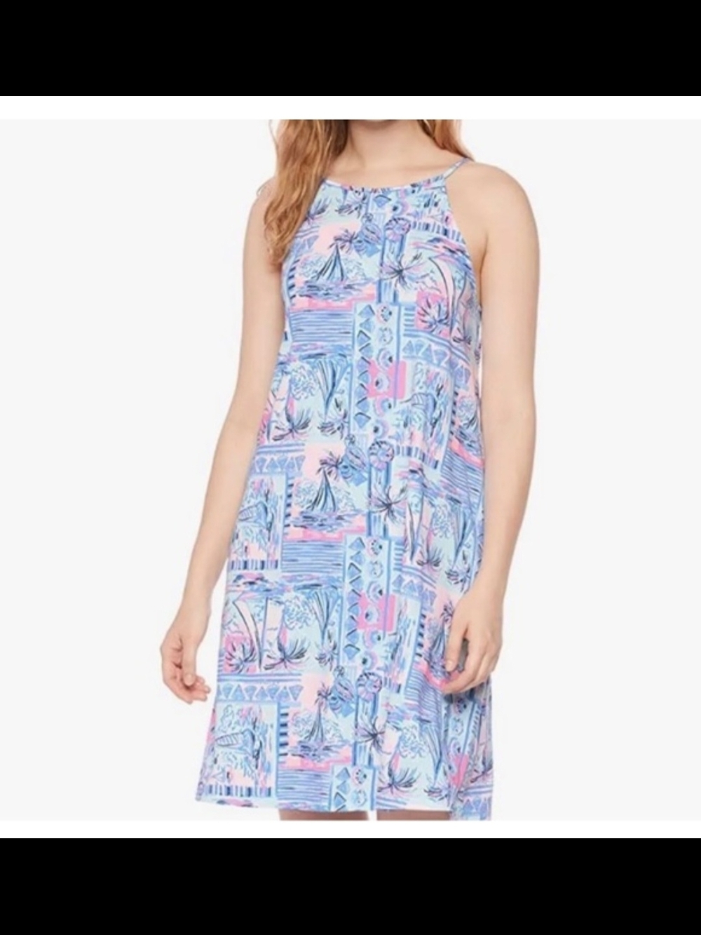 Lilly Pulitzer Pastel Blue & Pink Printed Midi Dress